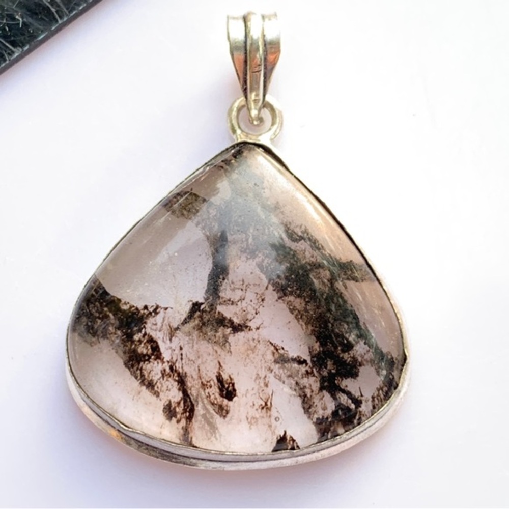 12.00 Gms Rutile “Ghost Crystal” Quartz Tibet Silver (Silver Plated) Pendant